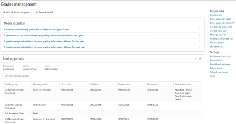 The new Grades Management